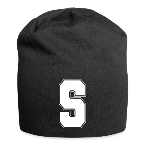 White Letter S – Varsity Alphabet Monogram - Jersey Beanie