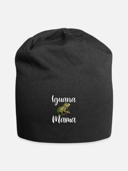 Iguana Mama Funny Iguana Mom Iguana Lizard Pet - Jersey Beanie - black - Front