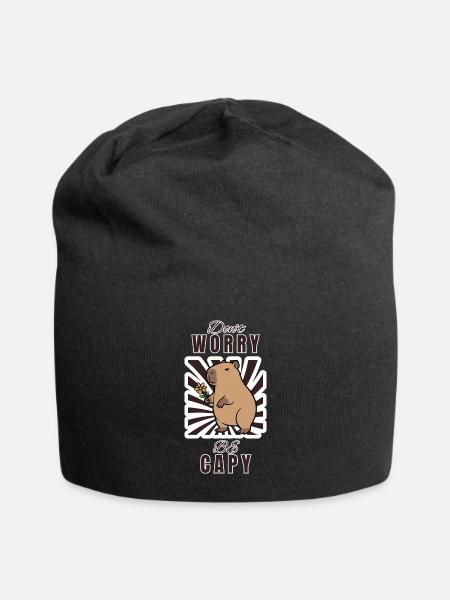Capybara Calm: Don’t Worry Be Capy - Jersey Beanie - black