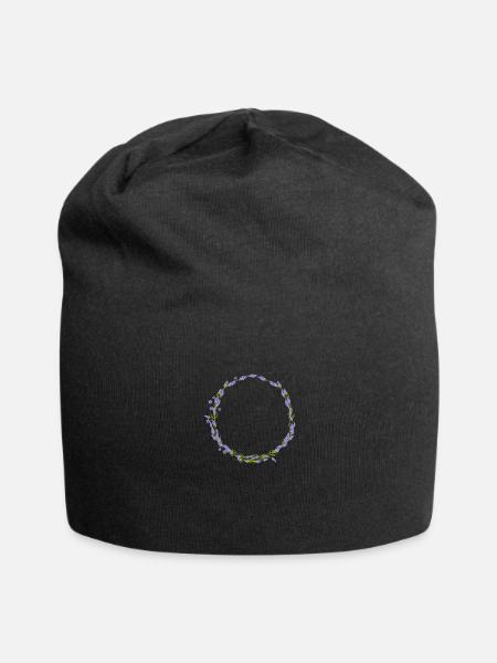 delicate lavender wreath - Jersey Beanie - black - Front