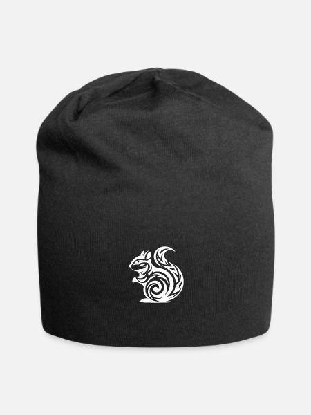Little Baby Squirrel In Tattoo Style - Jersey Beanie - black - Front