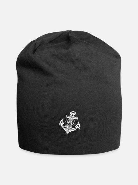 Eleganter Tattoo Style Anker - Jersey Beanie - black - Front