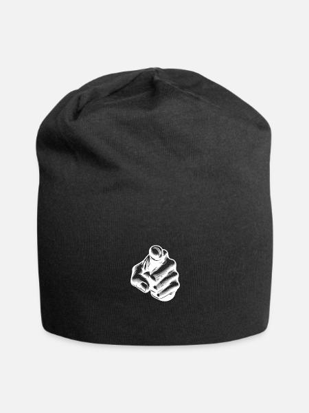 Hand With Index Finger Finger Pointing Hand - Jersey Beanie - black - Front