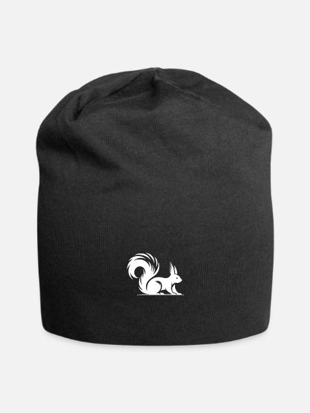 Squirrel Tattoo Style Drawing - Jersey Beanie - black - Front