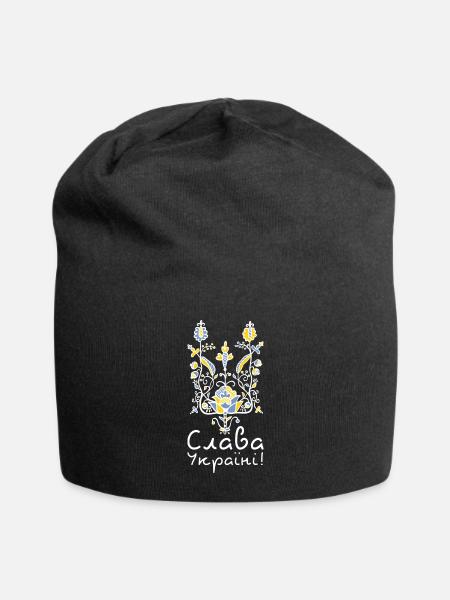 Slava Ukraini Tryzub - Jersey Beanie - black - Front