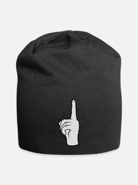 finger pointing up hand - Jersey Beanie - black - Front