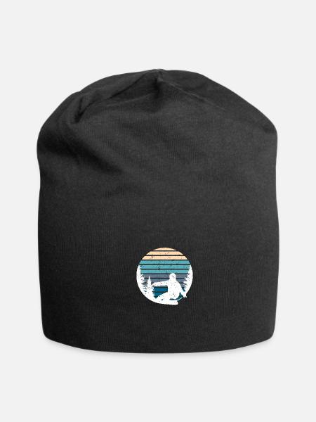 Pine Tree & Snowboard Art - Jersey Beanie - black - Front