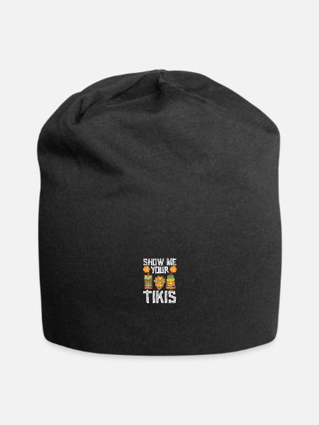 Show Me Your Tikis Hawaiian Luau Party Tiki Bar - Jersey Beanie - black - Front