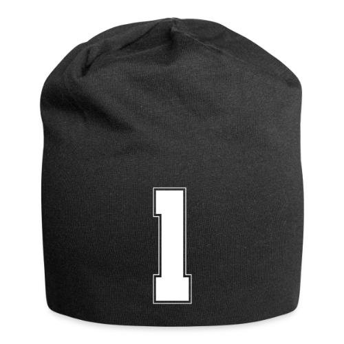 White Number 1 – Varsity Font - Jersey Beanie