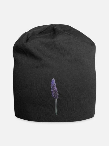 Lavender Flower Illustration - Jersey Beanie - black - Front