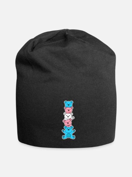 Trans Flag Bear Design for proud Trans People - Jersey Beanie - black - Front