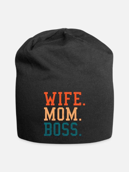 wife mom boss funny vintage mothers day - Jersey Beanie - black