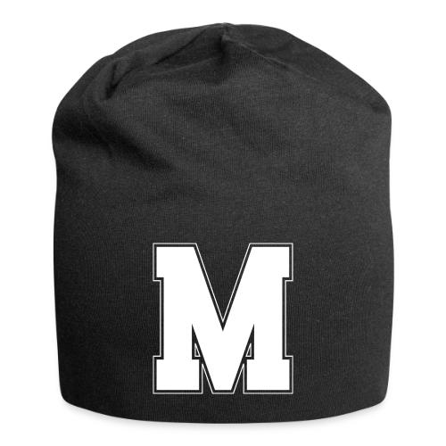 White Letter M – Varsity Alphabet Monogram - Jersey Beanie