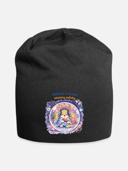 Wellness includes sensory safety. 💛 - Jersey Beanie - black - Front