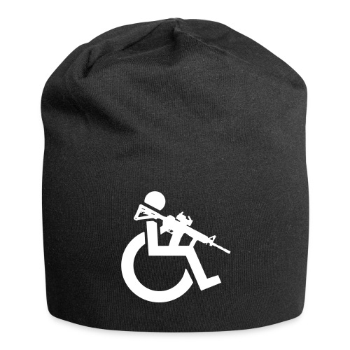 Image of a wheelchair user armed with rifle - Jersey Beanie
