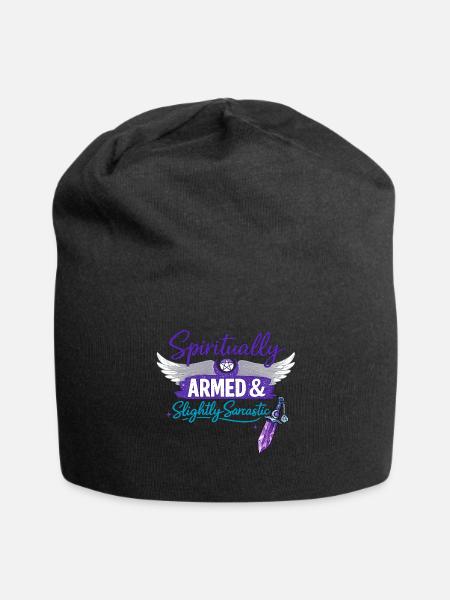 Spiritually Armed & Slightly Sarcastic - Jersey Beanie - black - Front