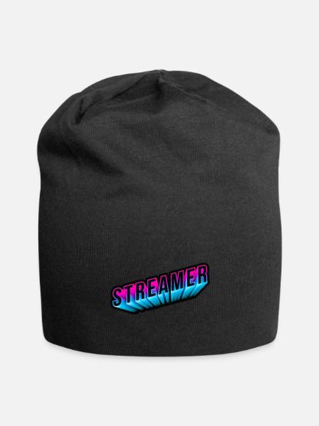 Streamer | neon 3d effect in pink blue - Jersey Beanie - black - Front