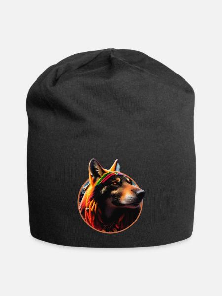 Rasta Wolf - Jersey Beanie - black - Front
