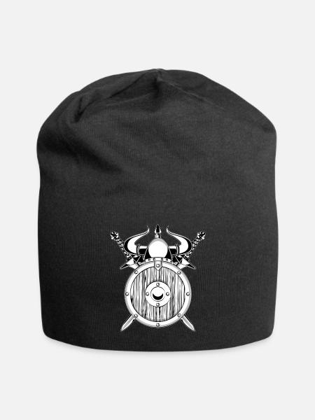 Viking Sword Shield Nordic Mythology Helmet - Jersey Beanie - black