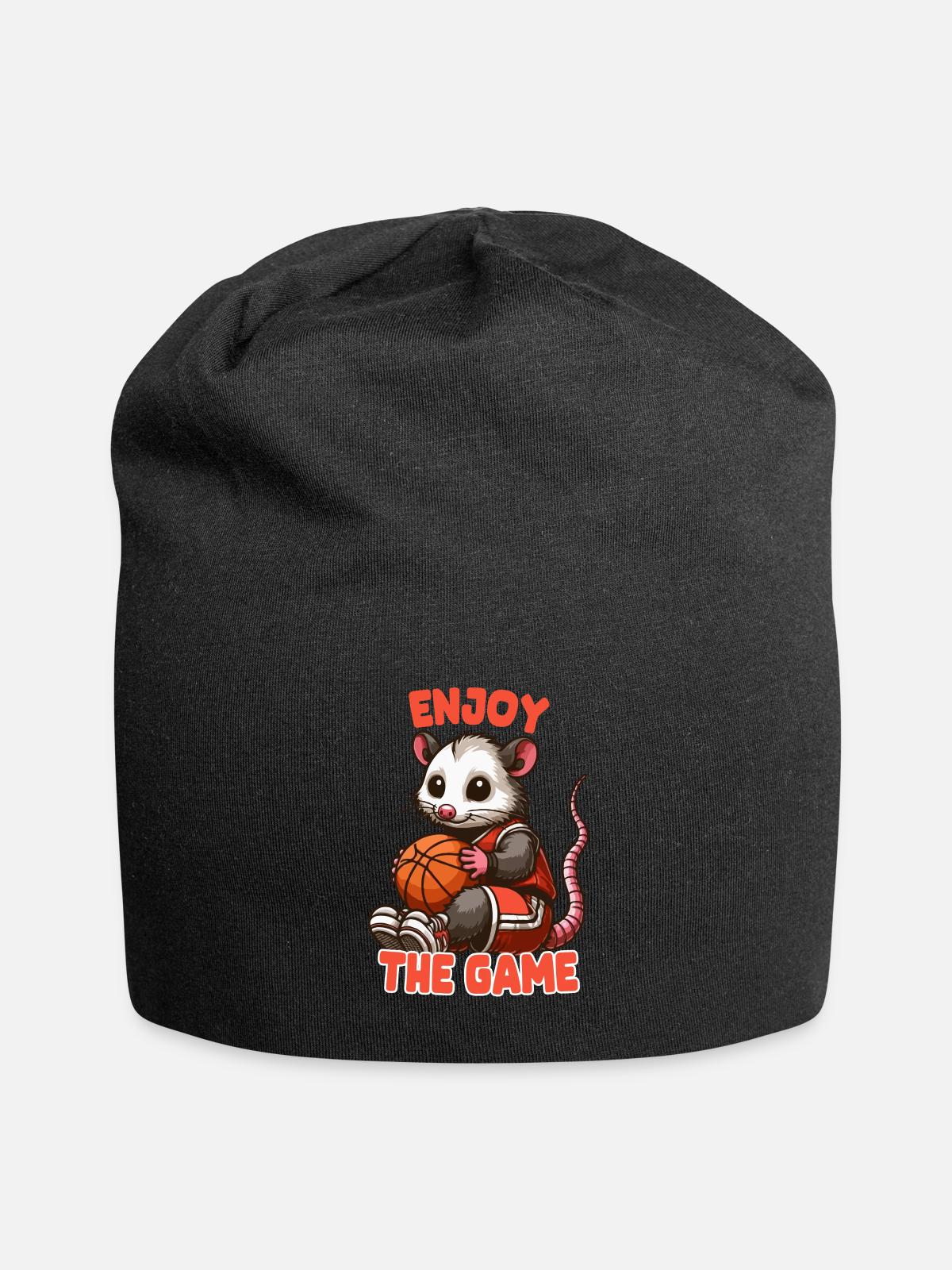 Opossum With Basketball - Jersey Beanie - black - Front