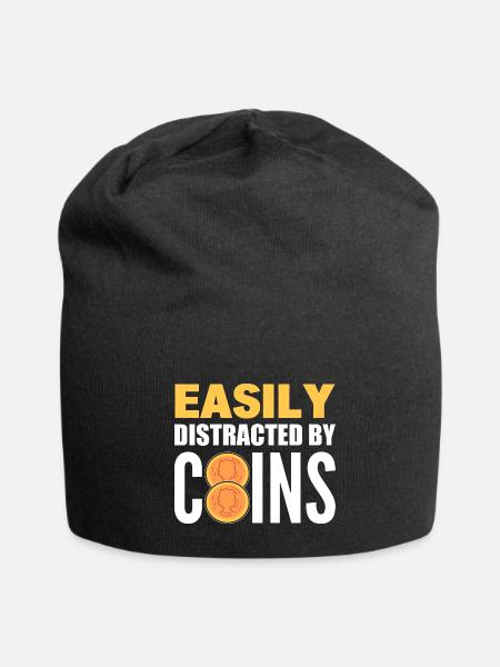 Easily Distracted By Coins Coin Hoarder - Jersey Beanie - black - Front