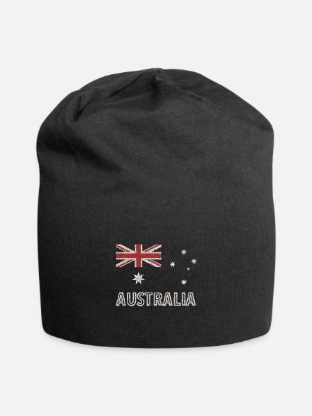 Australian Flag Distressed Aussie Souvenir - Jersey Beanie - black - Front