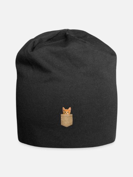 Orange Cat Shirt Kitty In My Your Pocket Long Slee - Jersey Beanie - black - Front