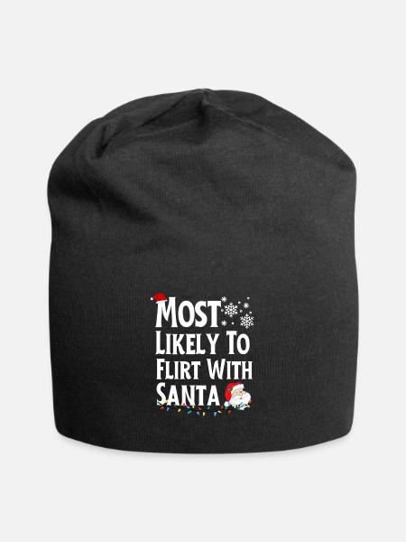Most Likely To Flirt With Santa Christmas - Jersey Beanie - black - Front