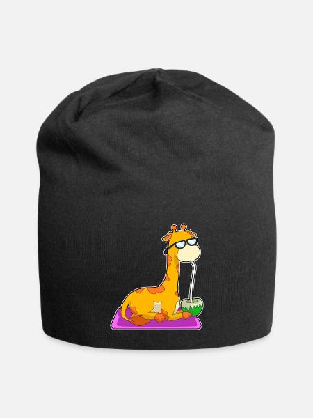 Giraffe With Coconut - Jersey Beanie - black - Front