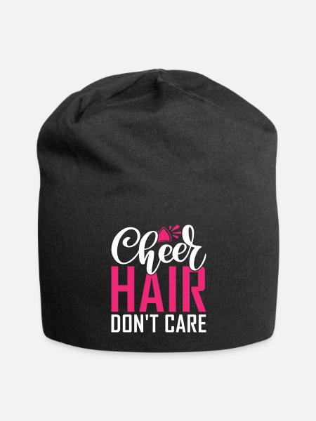 Cheer Hair Dont Care Funny Cheerleader Cheering - Jersey Beanie - black