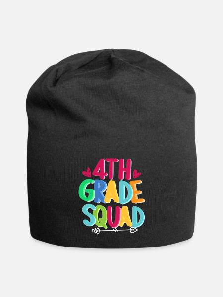 4th Grade Squad Cute Back To School For Kids For - Jersey Beanie - black