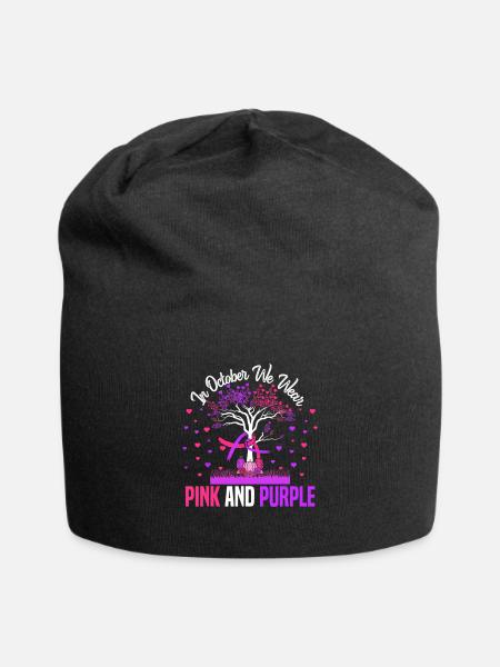 Domestic Violence Breast Cancer Awareness Month - Jersey Beanie - black