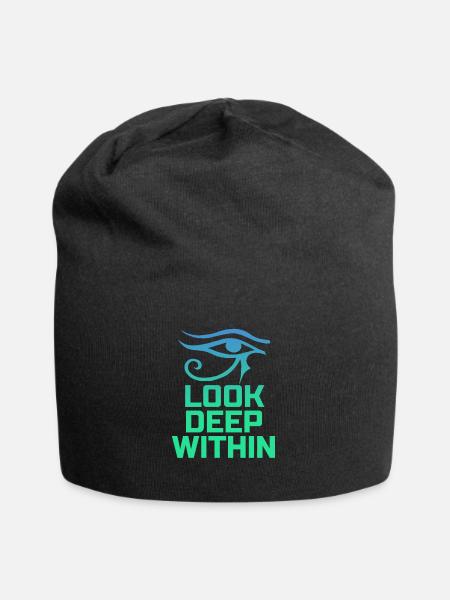 Look Deep Within, Ancient Egyptian Eye of Horus - Jersey Beanie - black - Front