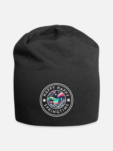 Happy Happy Springtime - Jersey Beanie - black - Front