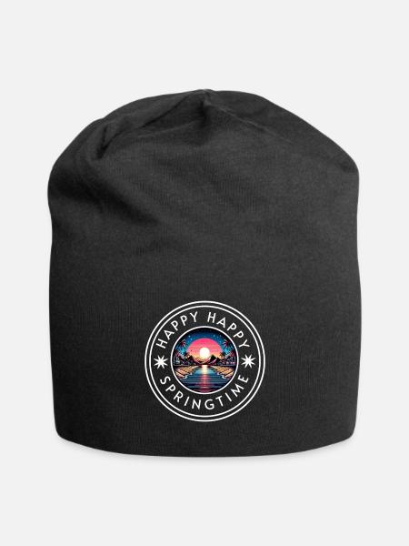 Happy Happy Springtime - Jersey Beanie - black - Front