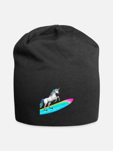 unicorn surfing - Jersey Beanie - black - Front