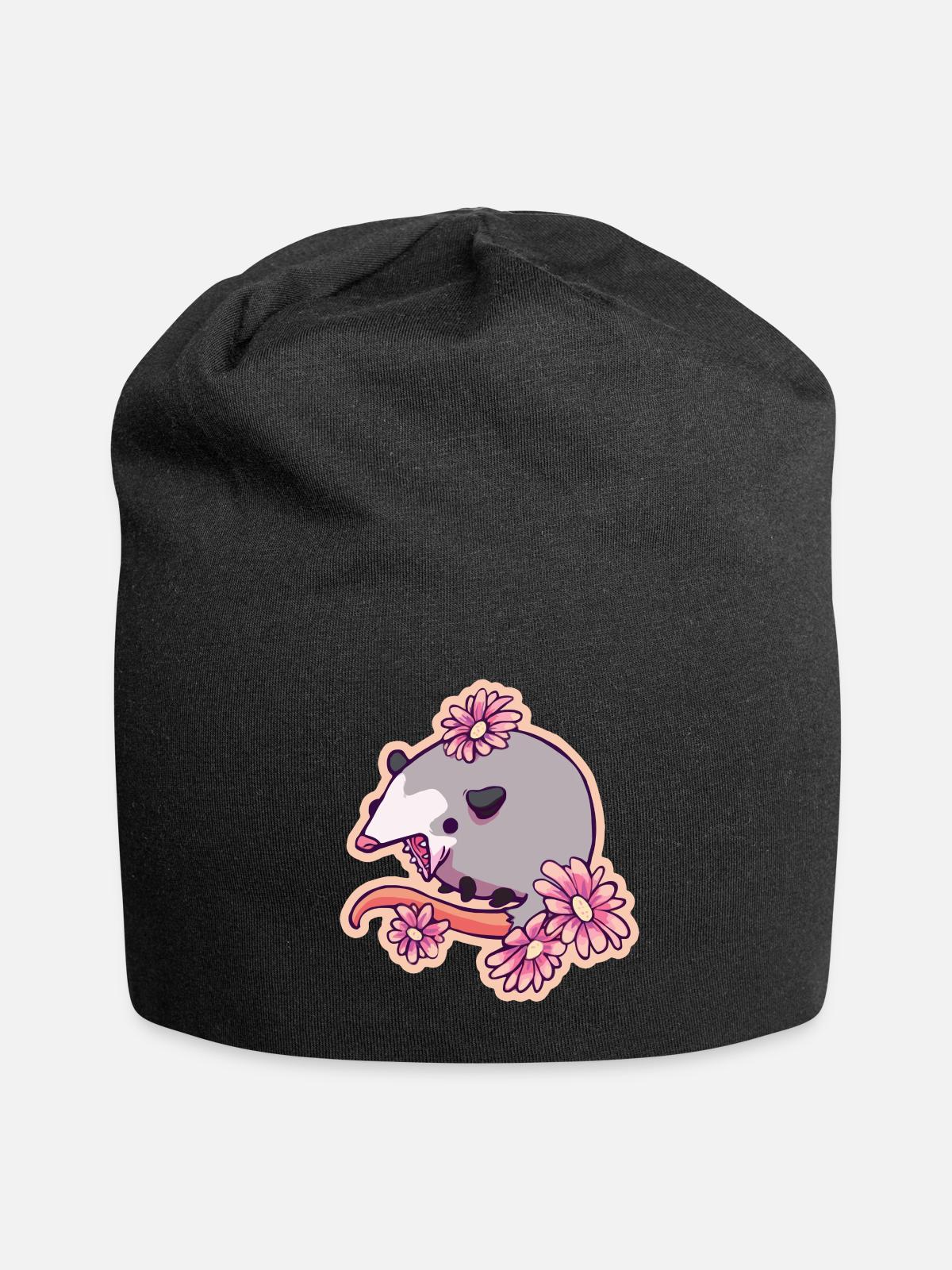 Funny Opossum Possum - Jersey Beanie - black - Front
