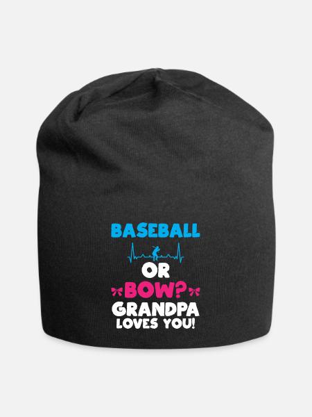 Baseball or Bow Grandpa Loves You Gender Reveal - Jersey Beanie - black - Front
