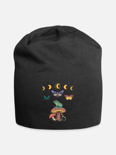 Cottagecore Cottage Core Frog Goblincore - Jersey Beanie - black - Front