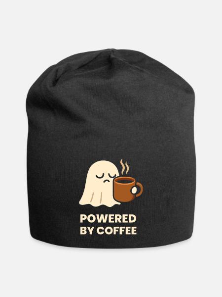 Powered by Coffee – Funny Ghost Mug Design - Jersey Beanie - black