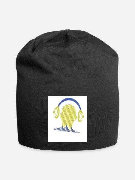 Vivid Headphones Dot Portrait - Jersey Beanie - black