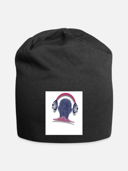 Dot Portrait Headphones - Jersey Beanie - black