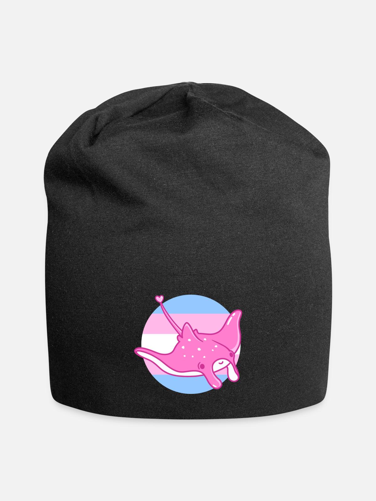 Trans Pride Manta Ray - Jersey Beanie - black - Front