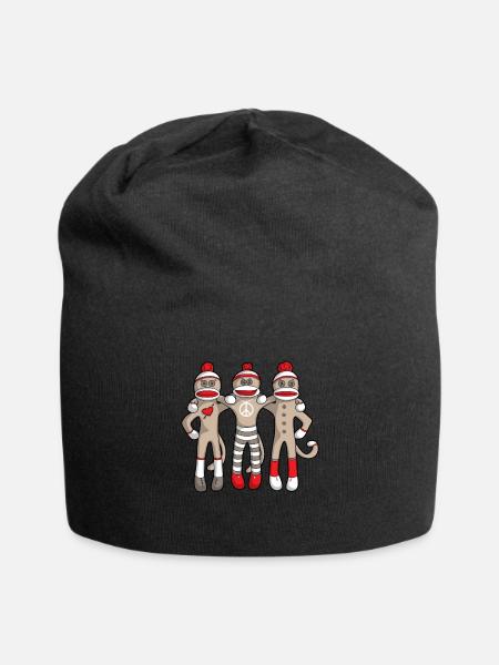 Sock Monkey Buddies - Jersey Beanie - black - Front