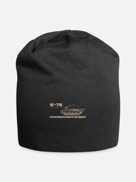 Tank German E-75 Panzer Combat Army WW2 - Jersey Beanie - black - Front