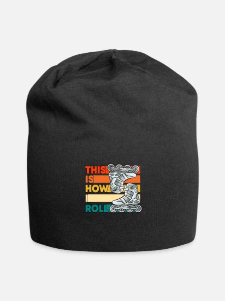 Roller Skating Themed Design, Rollerblades, Girls - Jersey Beanie - black - Front