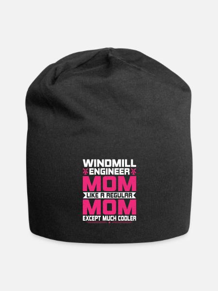 Windmill Engineering Mom Funny Windmill - Jersey Beanie - black - Front
