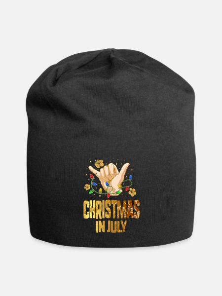 Christmas In July Hawaii Flower Beach Xmas Tree - Jersey Beanie - black - Front