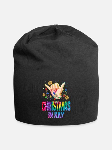 Christmas In July Hawaii Flower Beach Xmas Tree - Jersey Beanie - black - Front