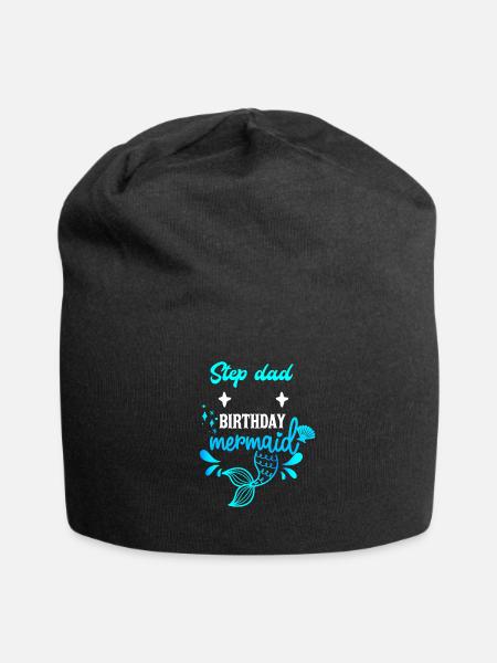 Mermaid Step Dad Birthday Mermaid - Jersey Beanie - black - Front
